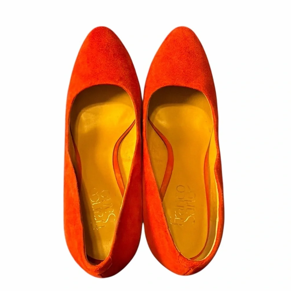 Franco Sarto Calix red suede wedge pumps